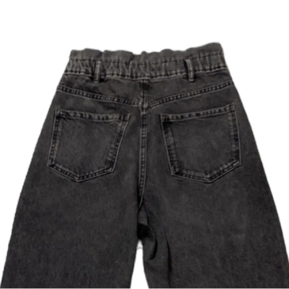 Zara NEW Black Wash High Rise Paper Bag Pleated Slouchy Tapered Mom Jeans Sz. XS - Picture 6 of 8